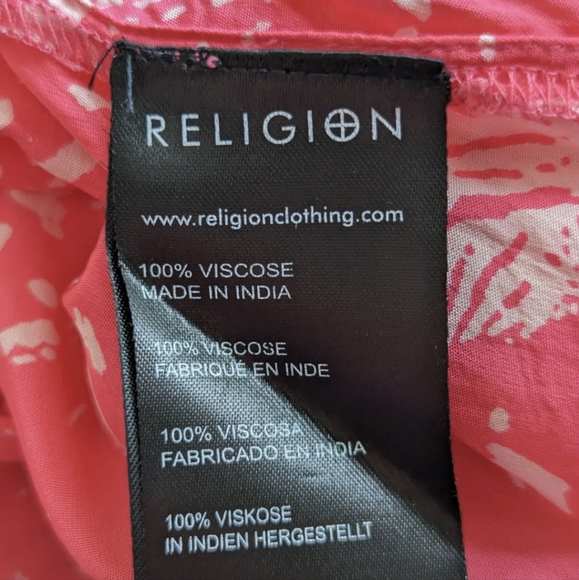 Religion Pink Zebra Retro Graphic Button Shirt Maxi Silky Dress | Size XXL / 18 - Picture 9 of 9